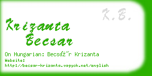 krizanta becsar business card